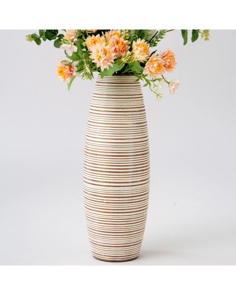 Leewadee - White Wash Floor Vase for Pampas Grass, Large Flower Vase for Home Decor, 13 inches, Resin