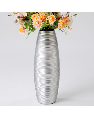 Leewadee - Silver Floor Vase for Pampas Grass, Large Flower Vase for Home Decor, 13 inches, Resin