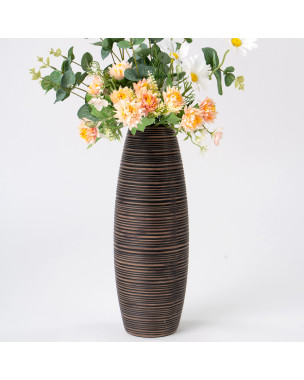 Leewadee - Brown Floor Vase for Pampas Grass, Large Flower Vase for Home Decor, 13 inches, Resin