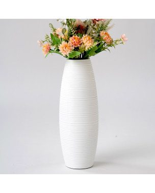 Leewadee - White Floor Vase for Pampas Grass, Large Flower Vase for Home Decor, 13 inches, Resin